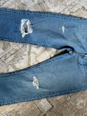 Levi's Blue Denim 501 Original Cropped Jeans